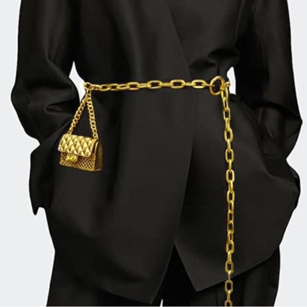 Gold Chain Waist Belt with Mini Bag